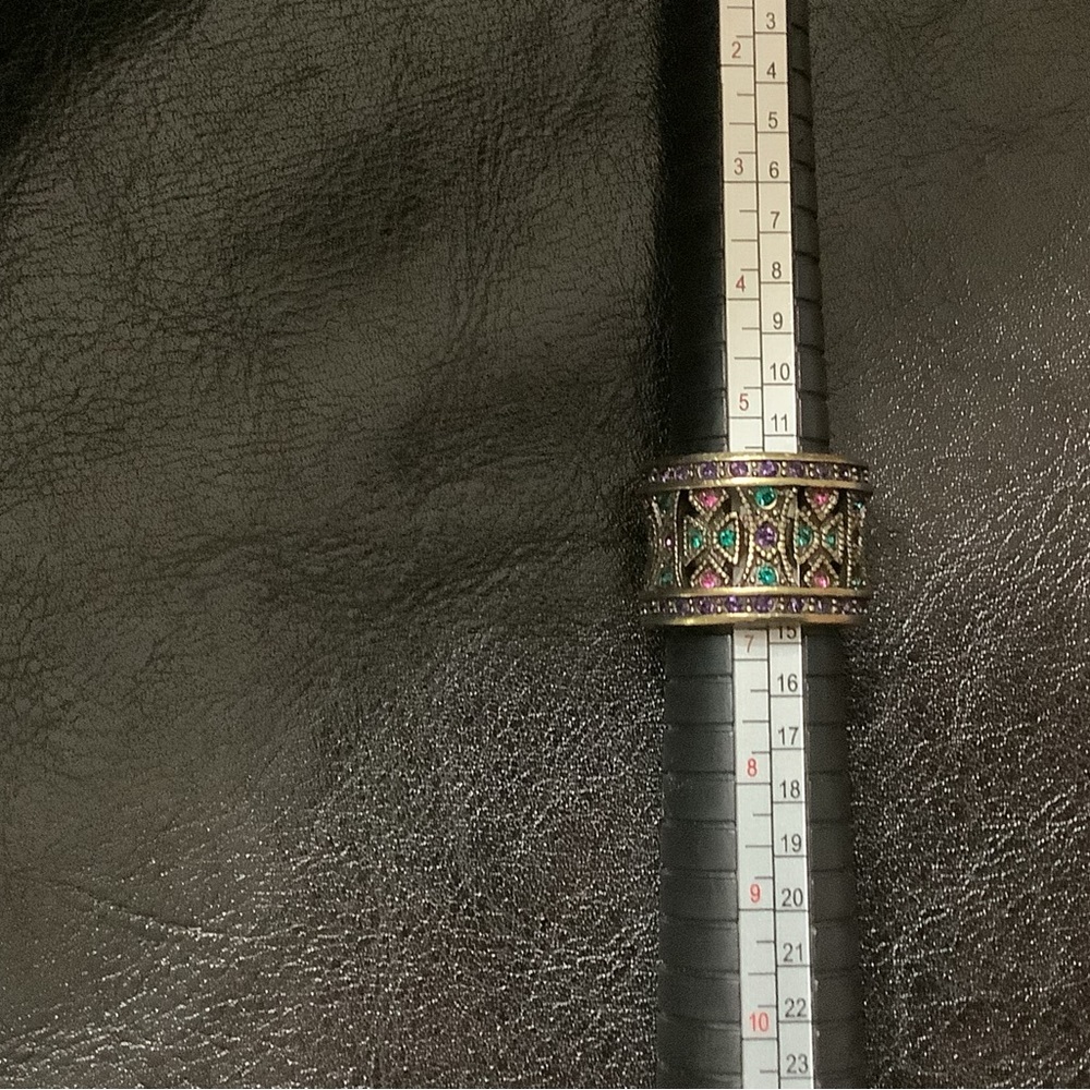 Heidi Daus Multicolor Swarovski Crystal Wide Band Ring. Art Deco. NWOT . Sz 6.5 - Picture 6 of 7